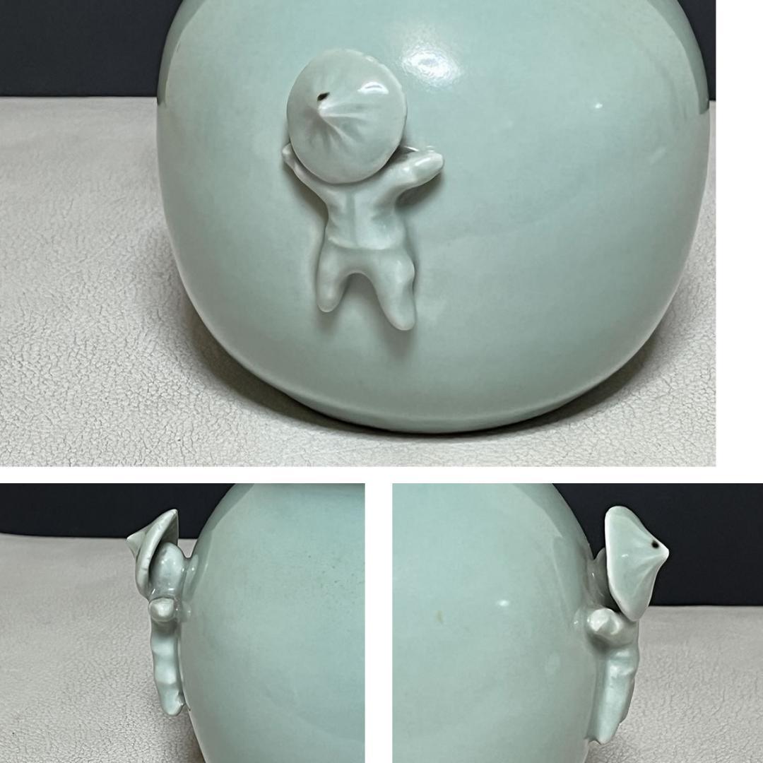 平安 清風 青磁 瓢形 一唐人 花入 笹屋陶鋪 仕立箱 清風与平 一閑人 茶道具