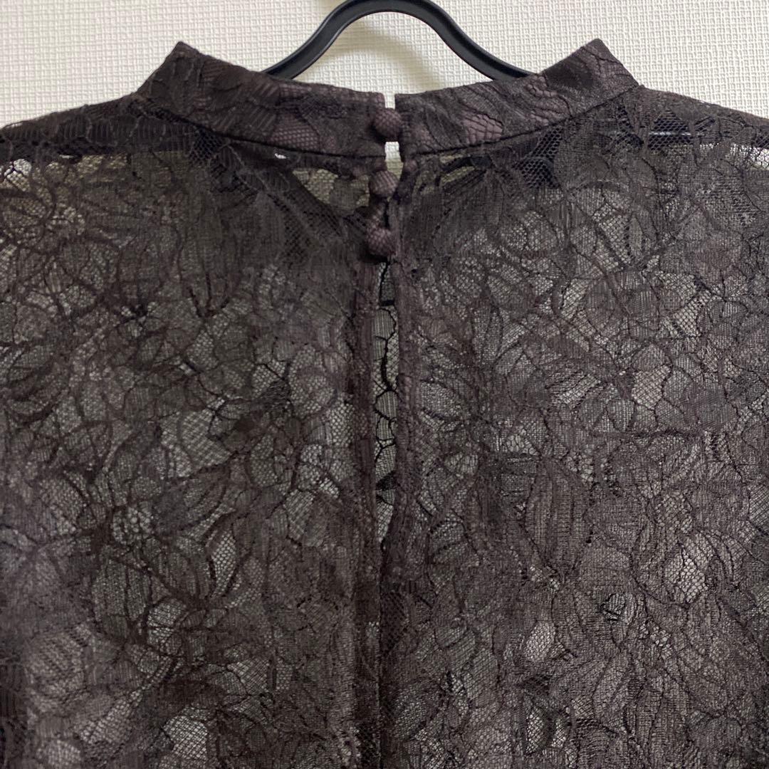 スーツ・フォーマル・ドレス ANDRESD bell sleeve slit dress L brown