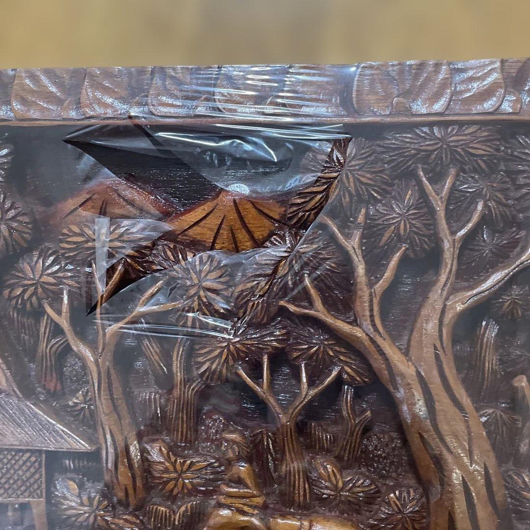 タイ　象　木彫り　壁掛け