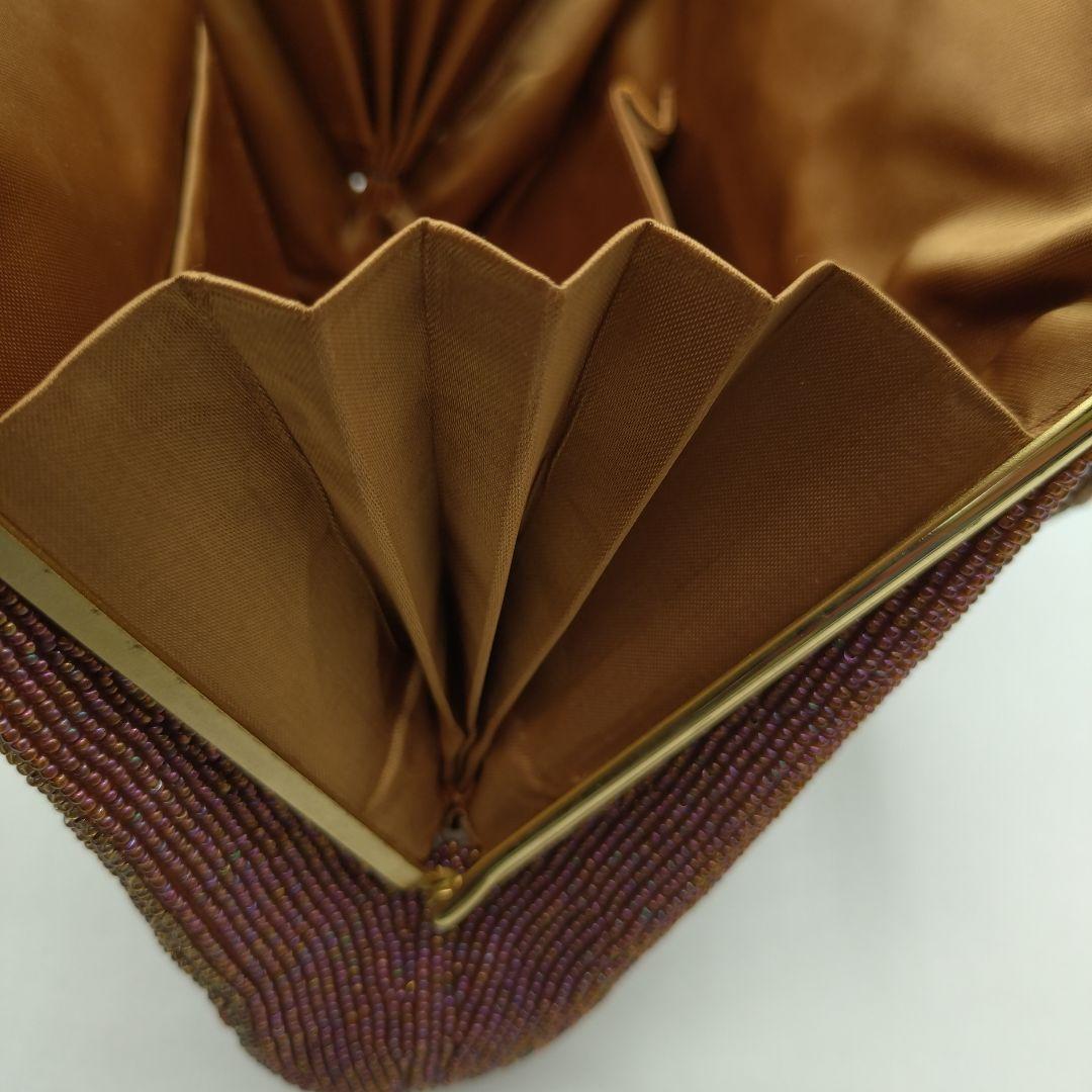 東京浅草孔雀堂　ビーズ刺繍 クラッチバッグ 　和装　着物　パーティ　レトロ