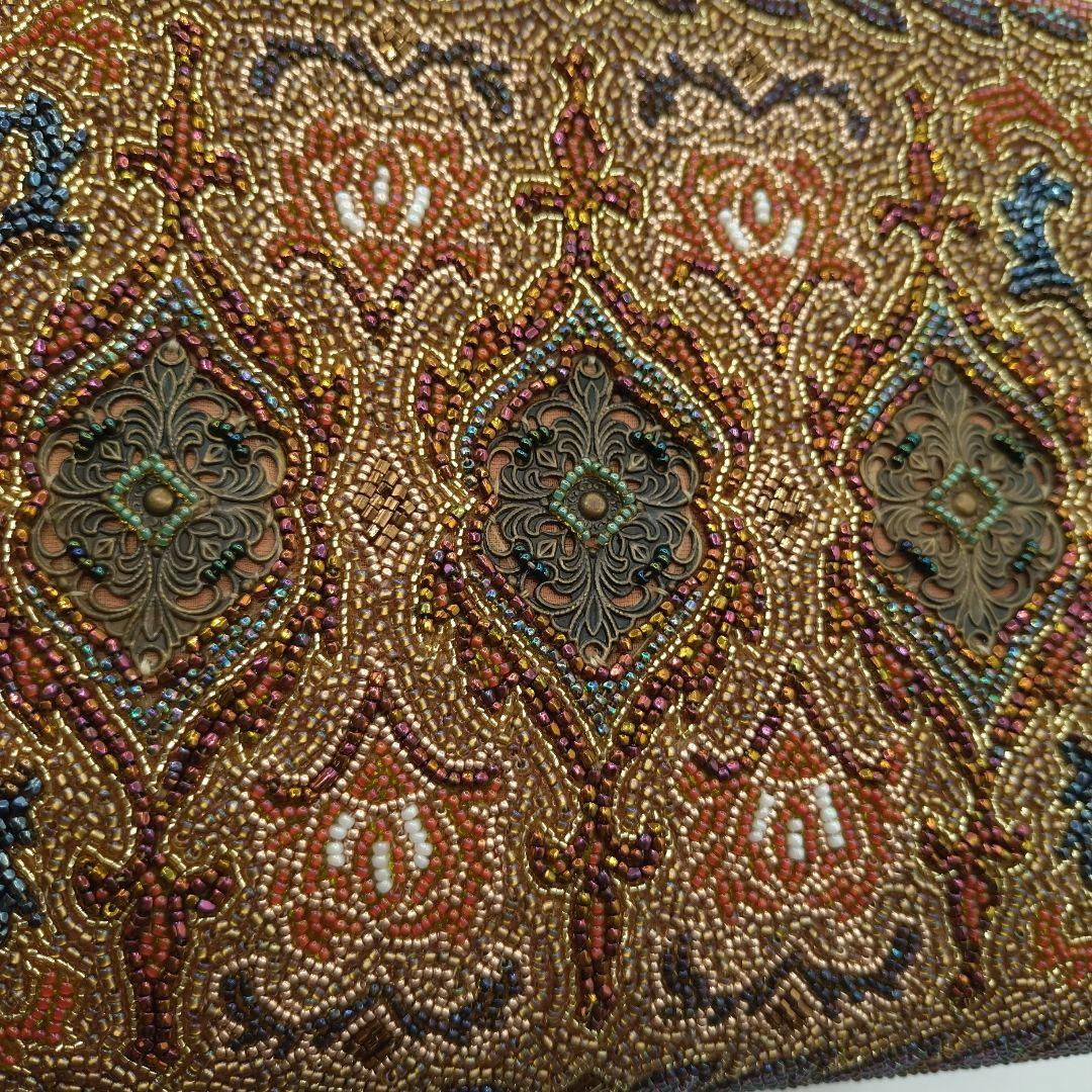 東京浅草孔雀堂　ビーズ刺繍 クラッチバッグ 　和装　着物　パーティ　レトロ