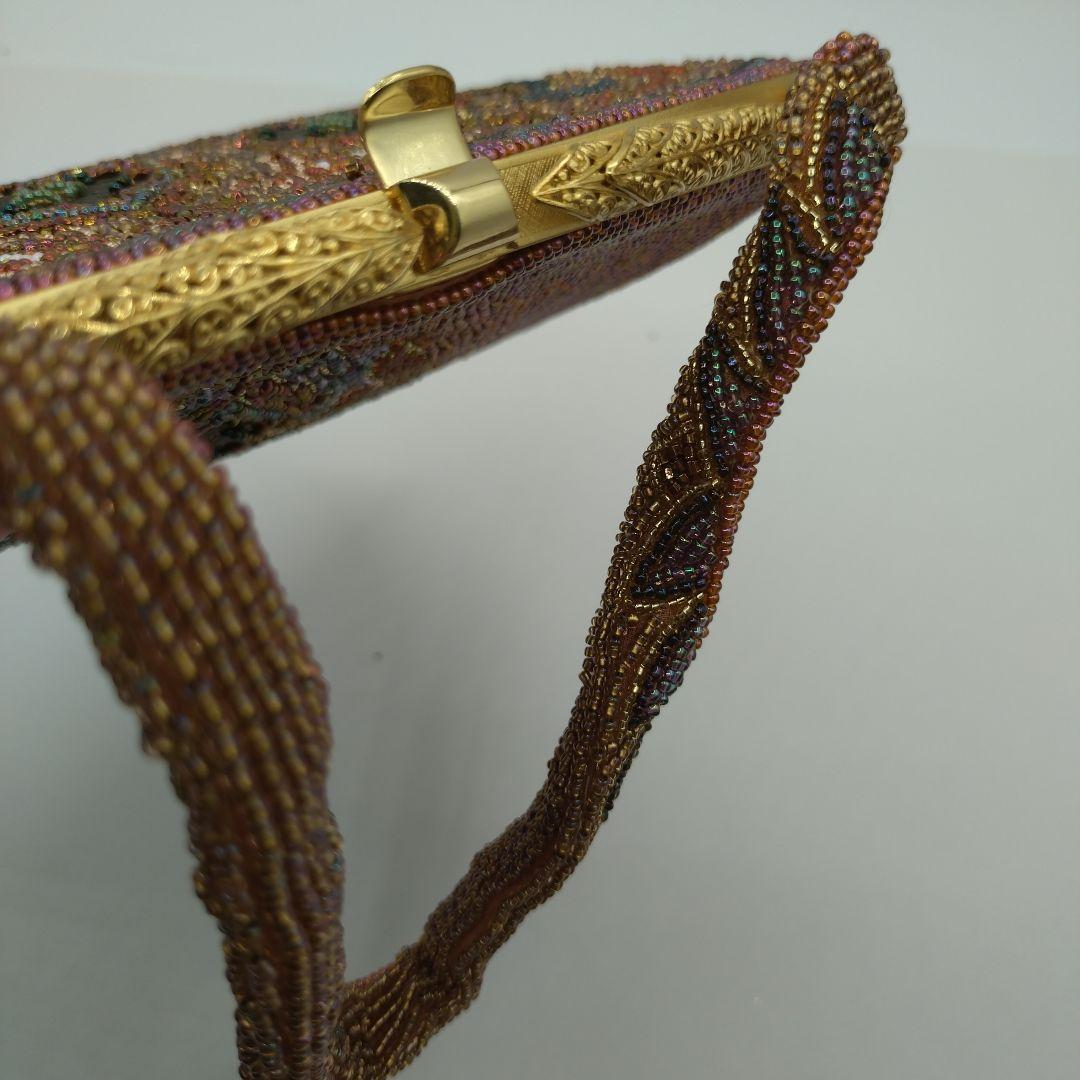 東京浅草孔雀堂　ビーズ刺繍 クラッチバッグ 　和装　着物　パーティ　レトロ