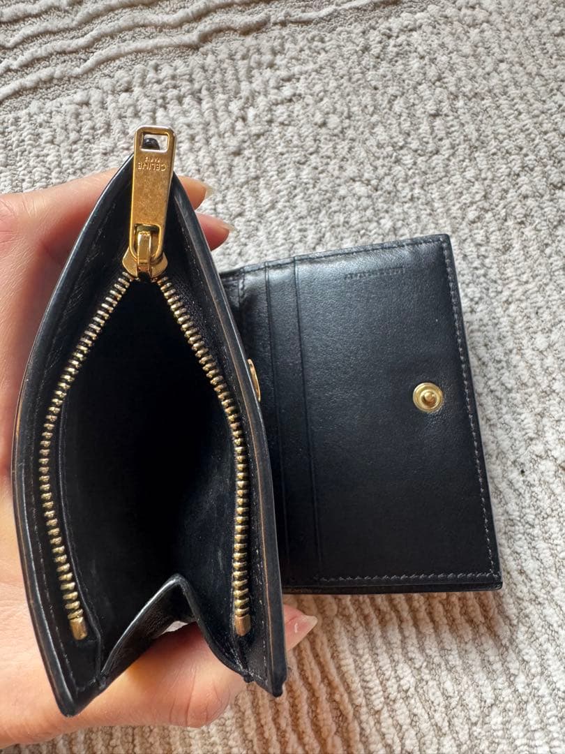 CELINE 二つ折り財布 ブラック レザー