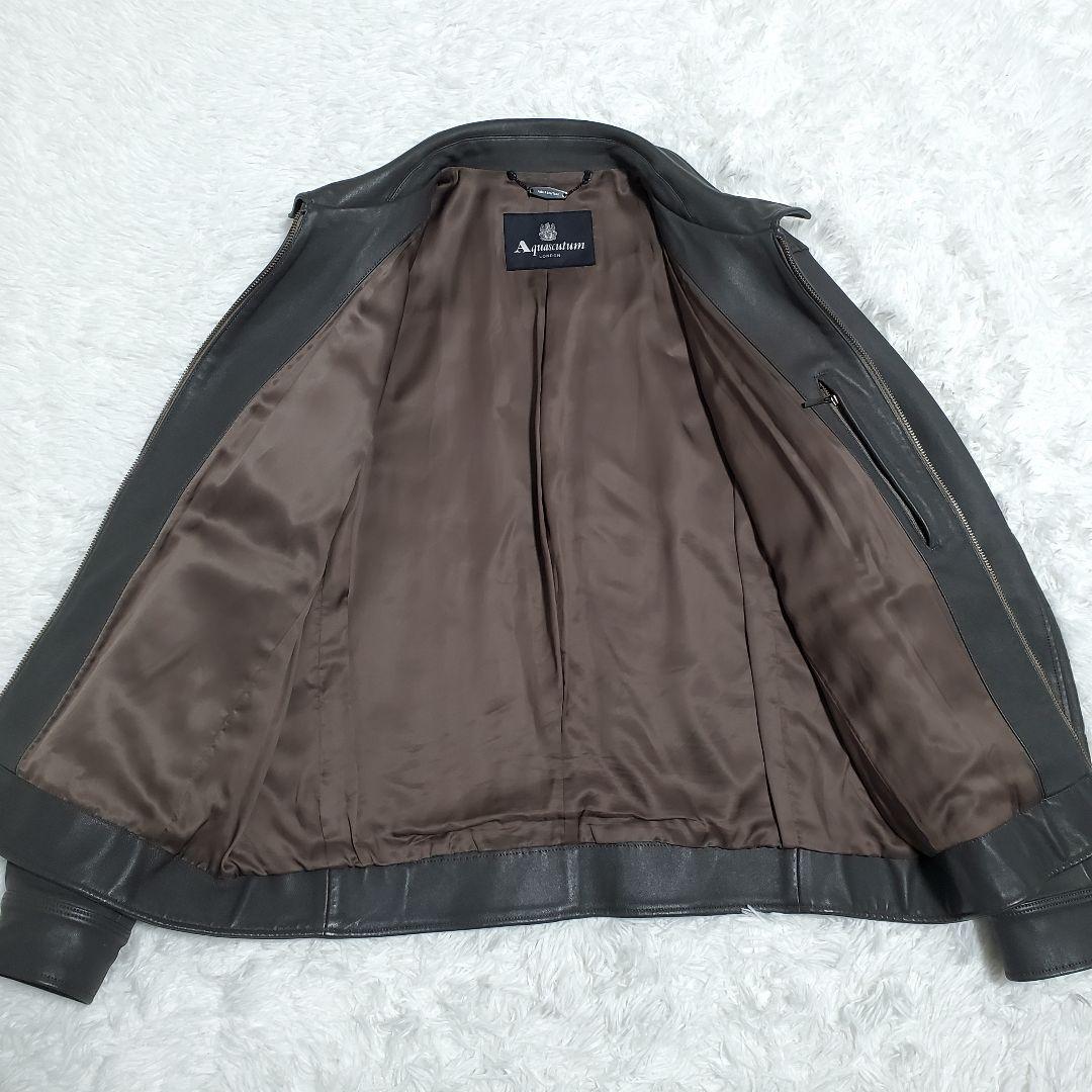 美品✨アクアスキュータム　ラムレザー　シングルライダース　グレー　たねちー様