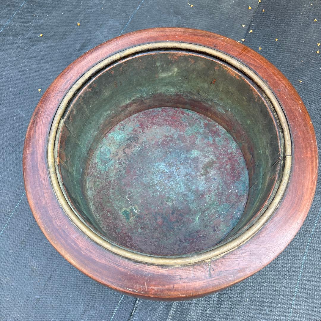 木製火鉢 約４２cm 昭和レトロ・アンティーク