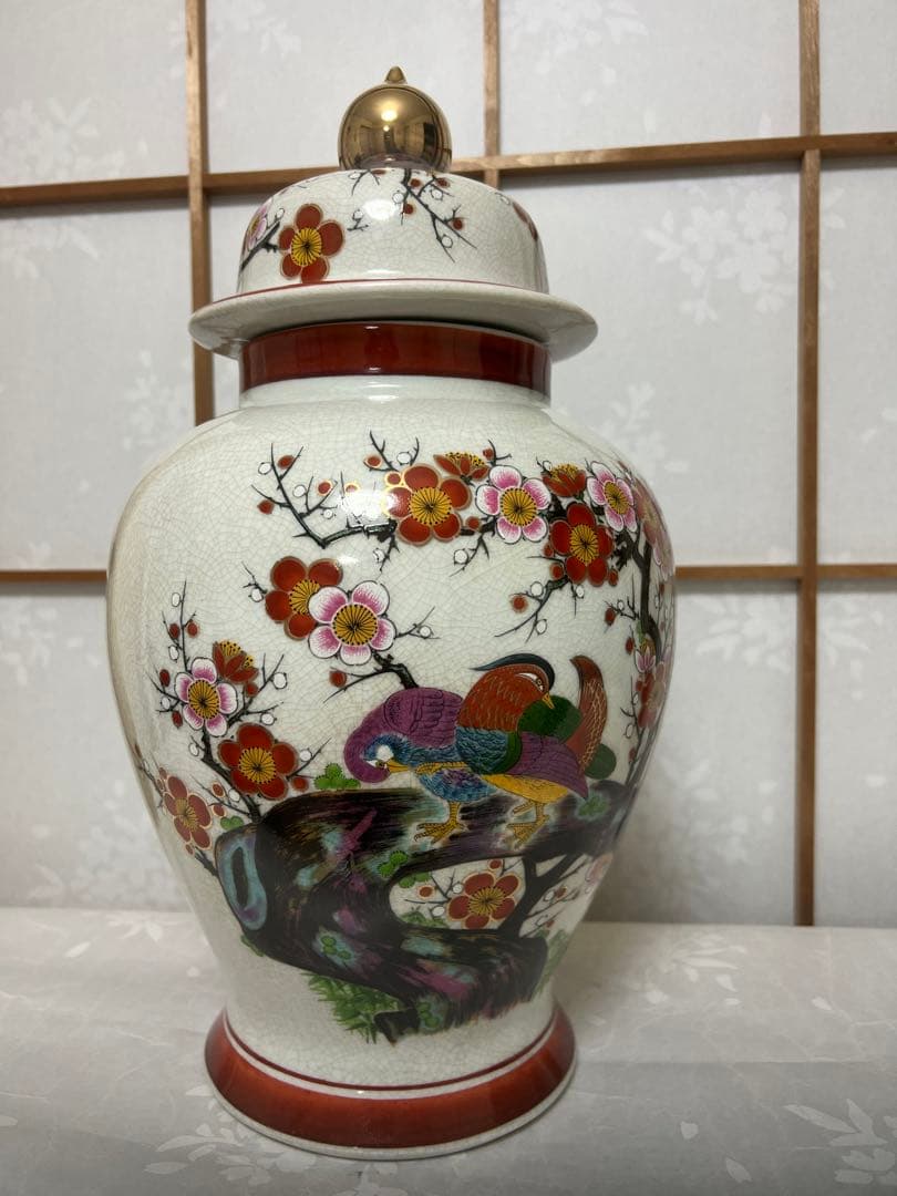 希少品　薩摩焼 壺 沈香壺 花瓶 金彩 芸術品 壺 花瓶 蓋付き高さ410mm