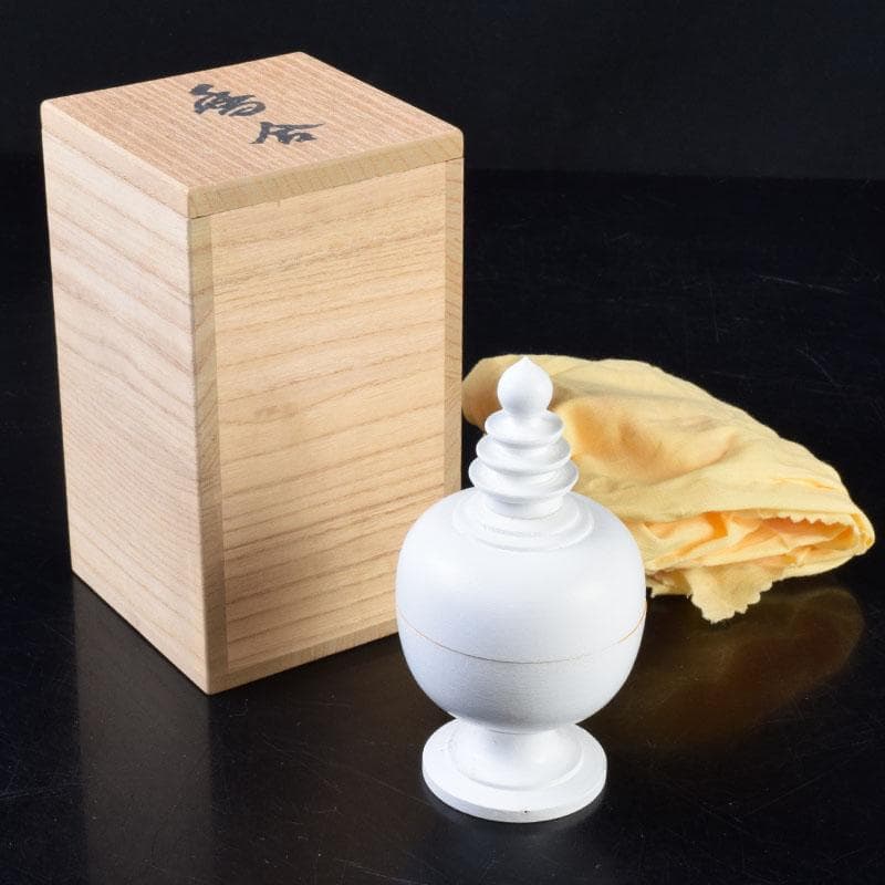 茶道具　木彫　東大寺古材　彩色　香合　時代箱　V　8499