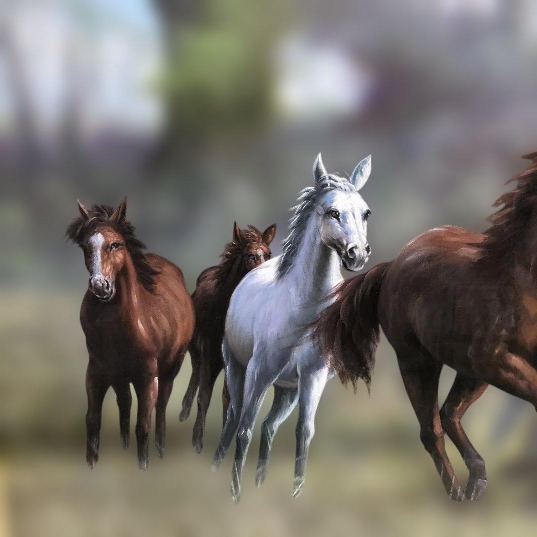 送料無料 絵画 千葉弘道 駿馬 馬 アート 風景画 F20号 88297