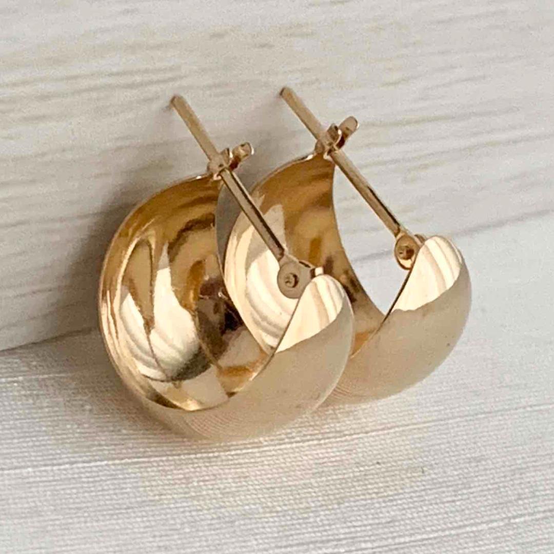 18金【10×13mm 月甲フープピアス】イエローゴールド K18刻印入 新品！