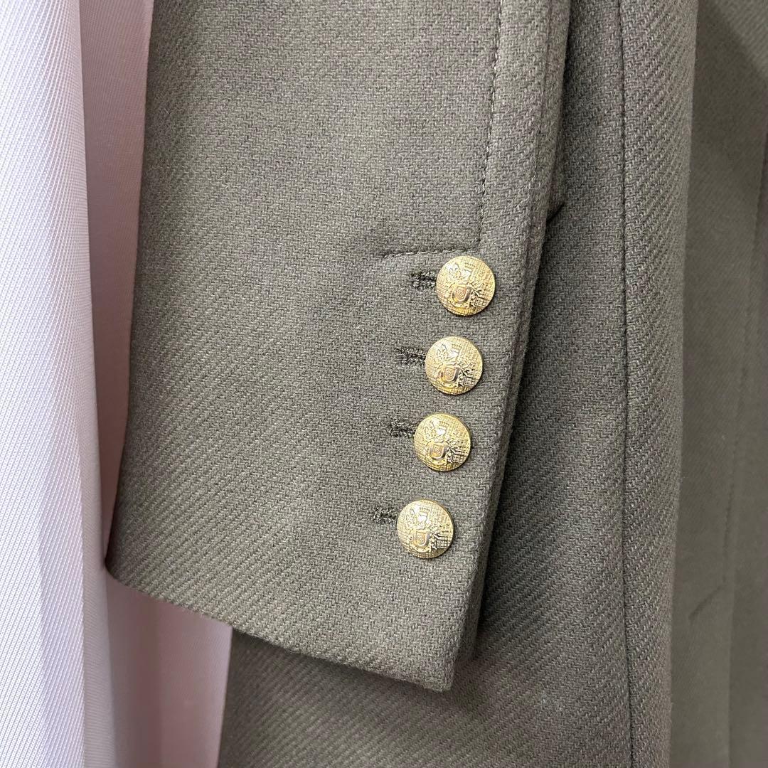 カーキ　オリーブ ダブルブレスト チェスターコート　ZARA