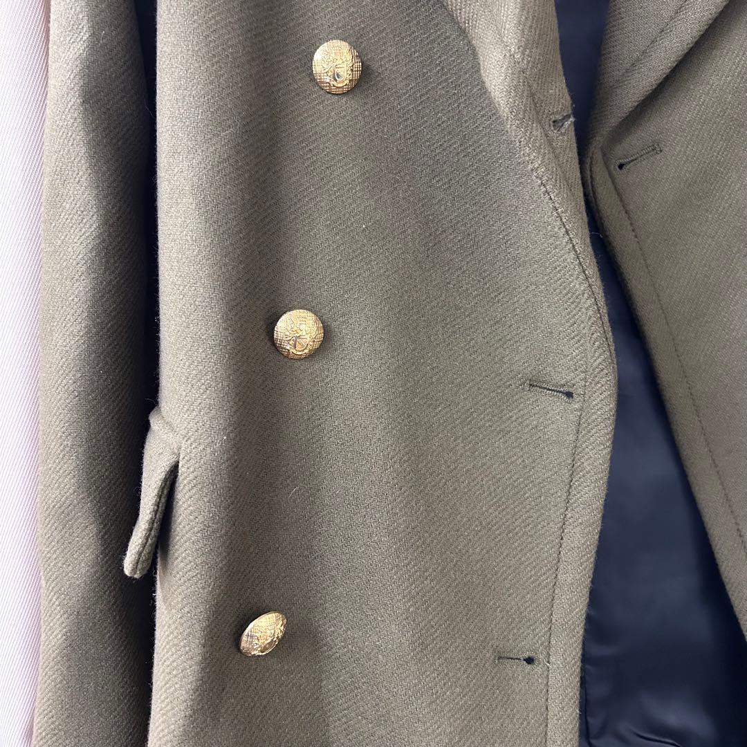 カーキ　オリーブ ダブルブレスト チェスターコート　ZARA