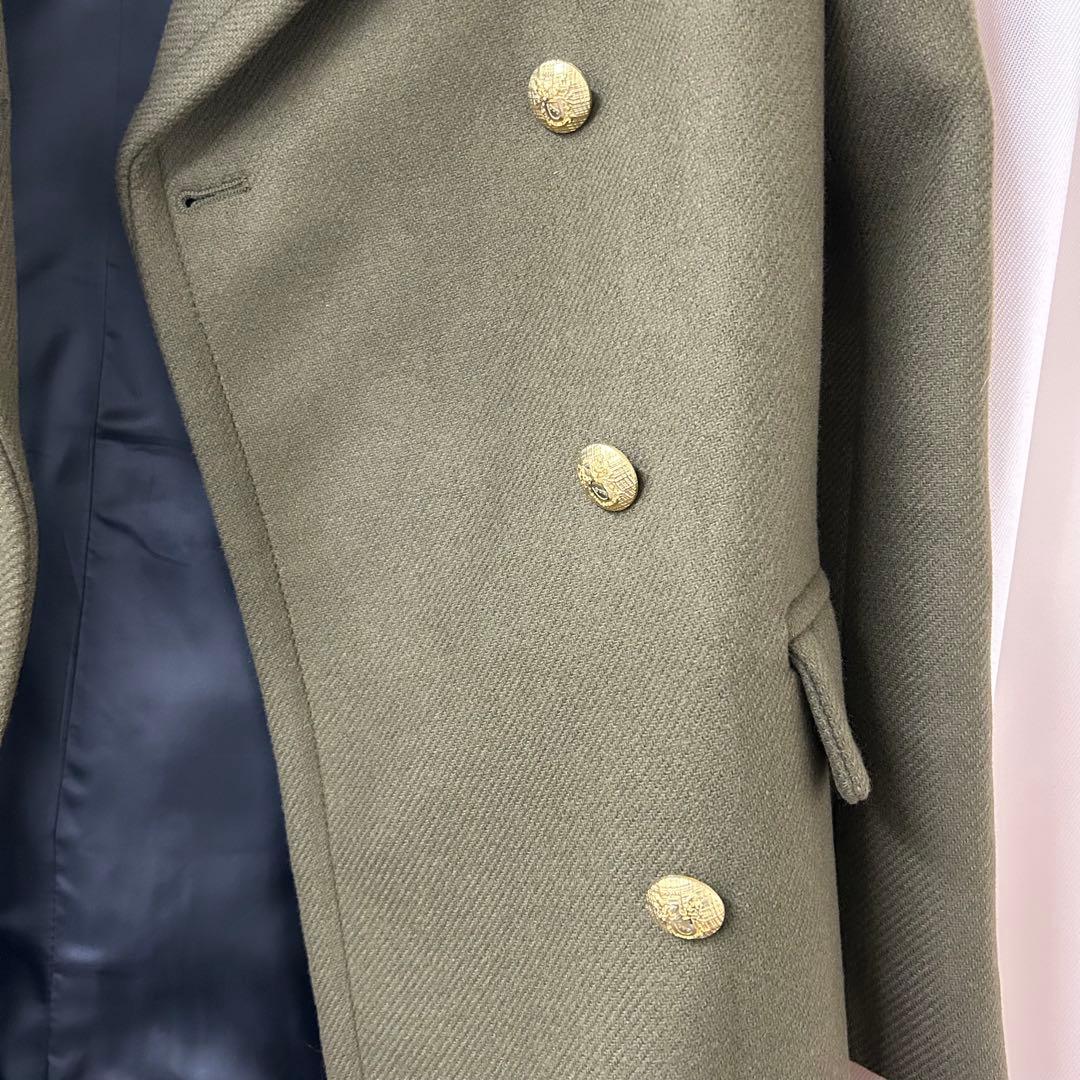 カーキ　オリーブ ダブルブレスト チェスターコート　ZARA