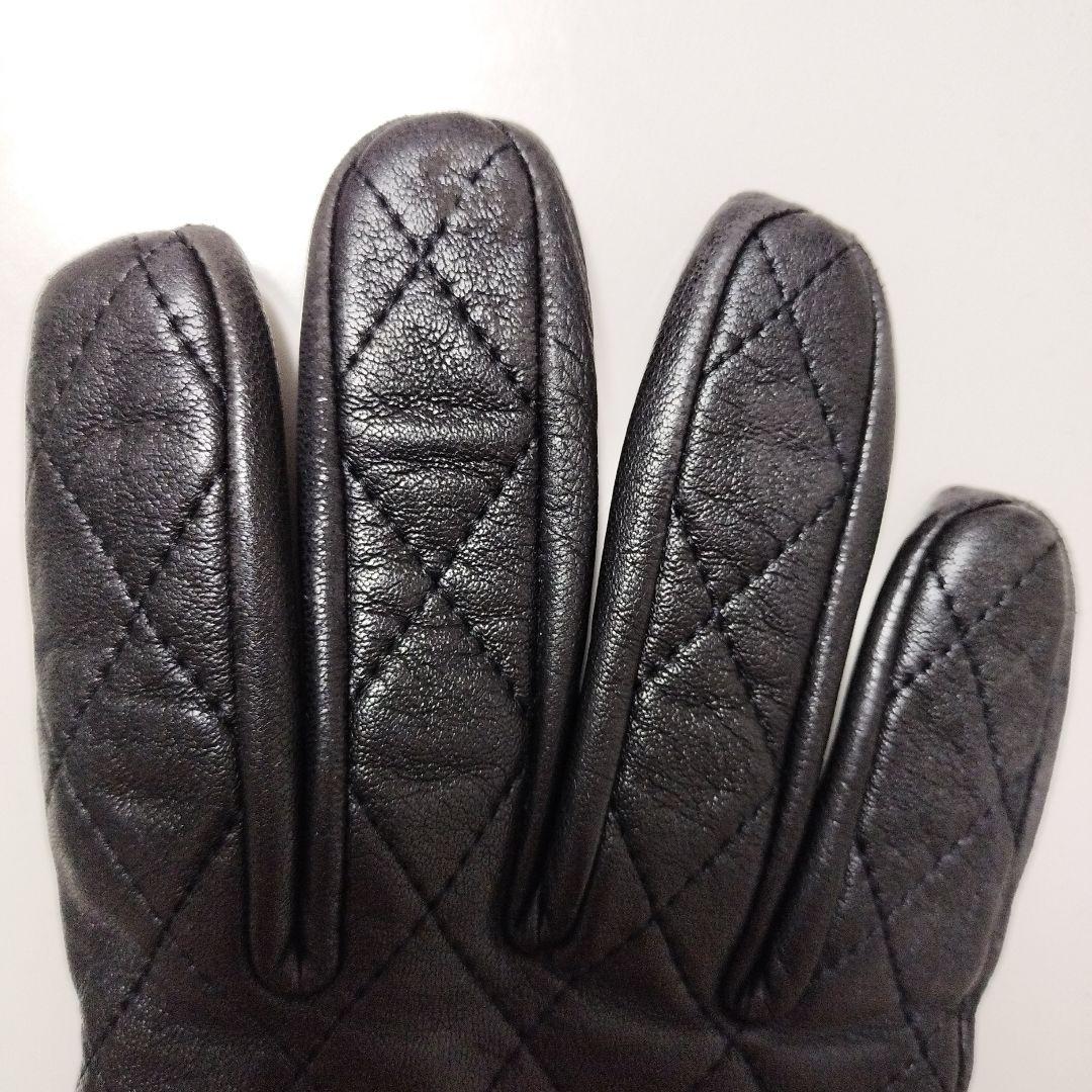 BURBERRYBLACKLABEL　黒 レザー 手袋　グローブ　キルティング