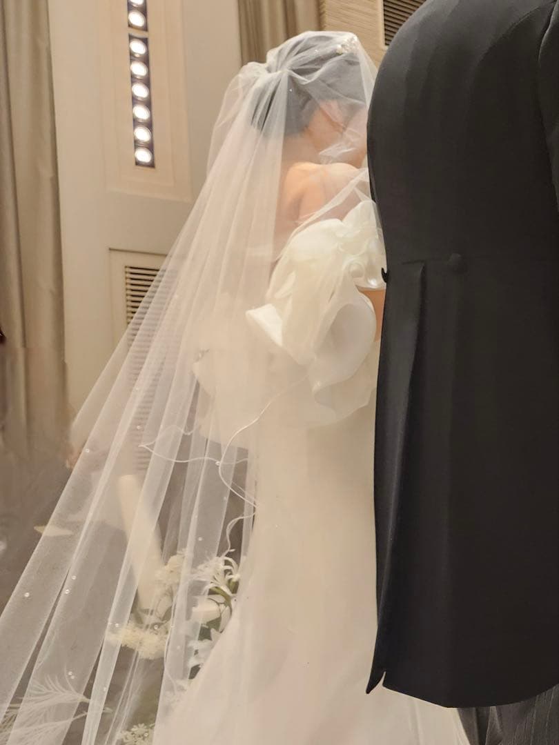 値下げ中！ビジュー付きパイピングウェディングベール