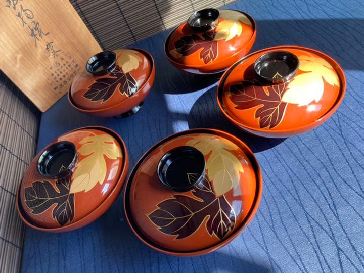 輪島塗　武田漆器店　吸物椀　漆塗りお椀　5客