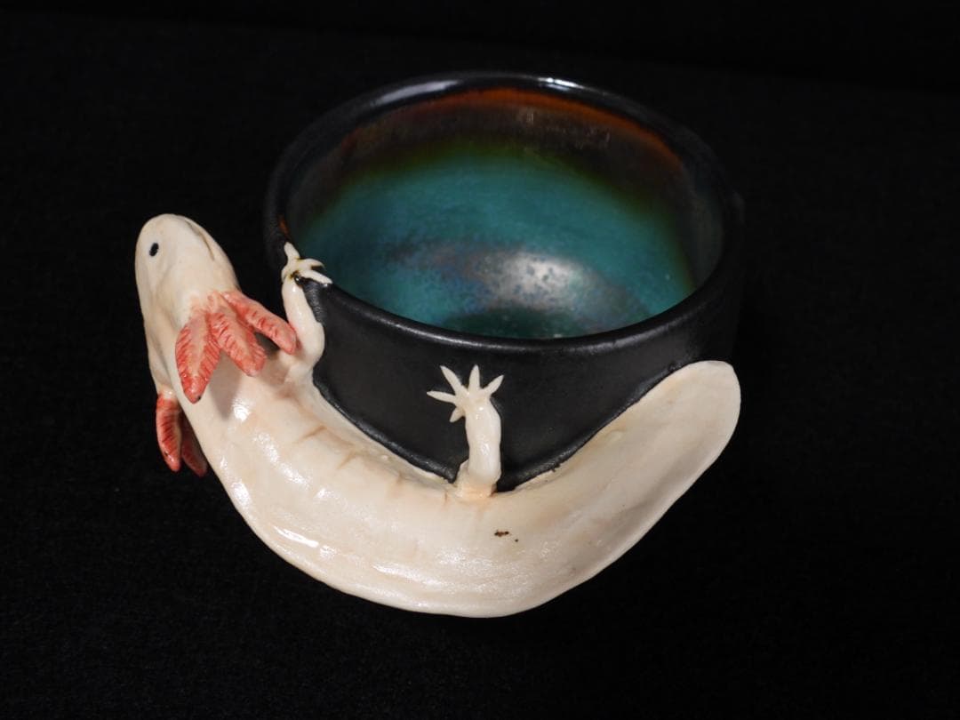 腰越祐貴 創作陶器 ウーパールーパー 湯呑 楽焼