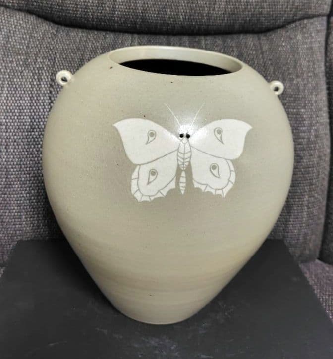 今井政之　象嵌彩春装双耳花壶