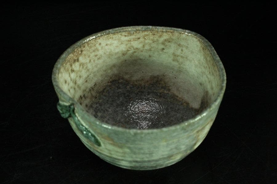 茶道具 桃形 粉引茶碗 共箱(K-A364)