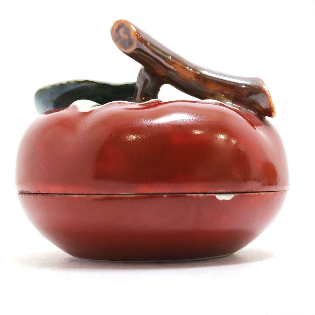 Y3117-2 酒井田柿右衛門 染錦柿形 香合 角福印 箱　の