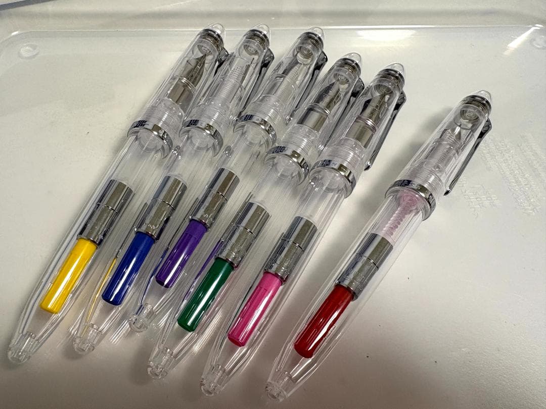 【美品】セーラー万年筆 プロフィットJr透明感 ６本セット ６色コンバーター付き