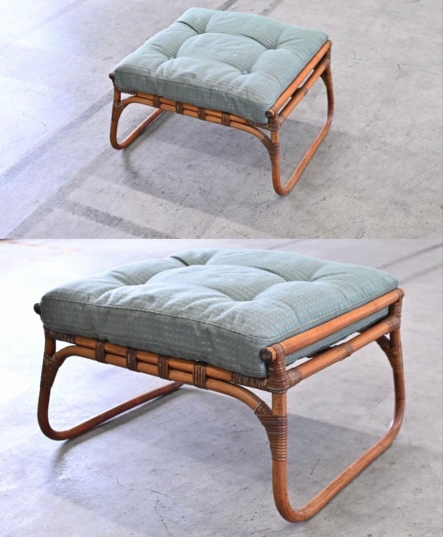 アンティーク　籐　ラタン製スツール オットマン　サイドチェア　ベンチ