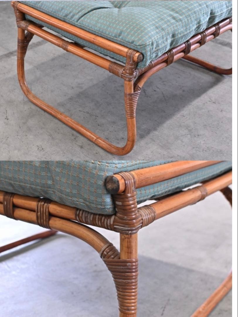 アンティーク　籐　ラタン製スツール オットマン　サイドチェア　ベンチ