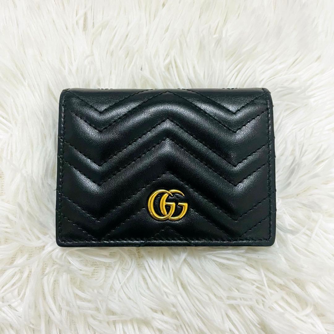 極美✨付属完備✨GUCCI 二つ折り財布 キルティング マーモントGG レザー