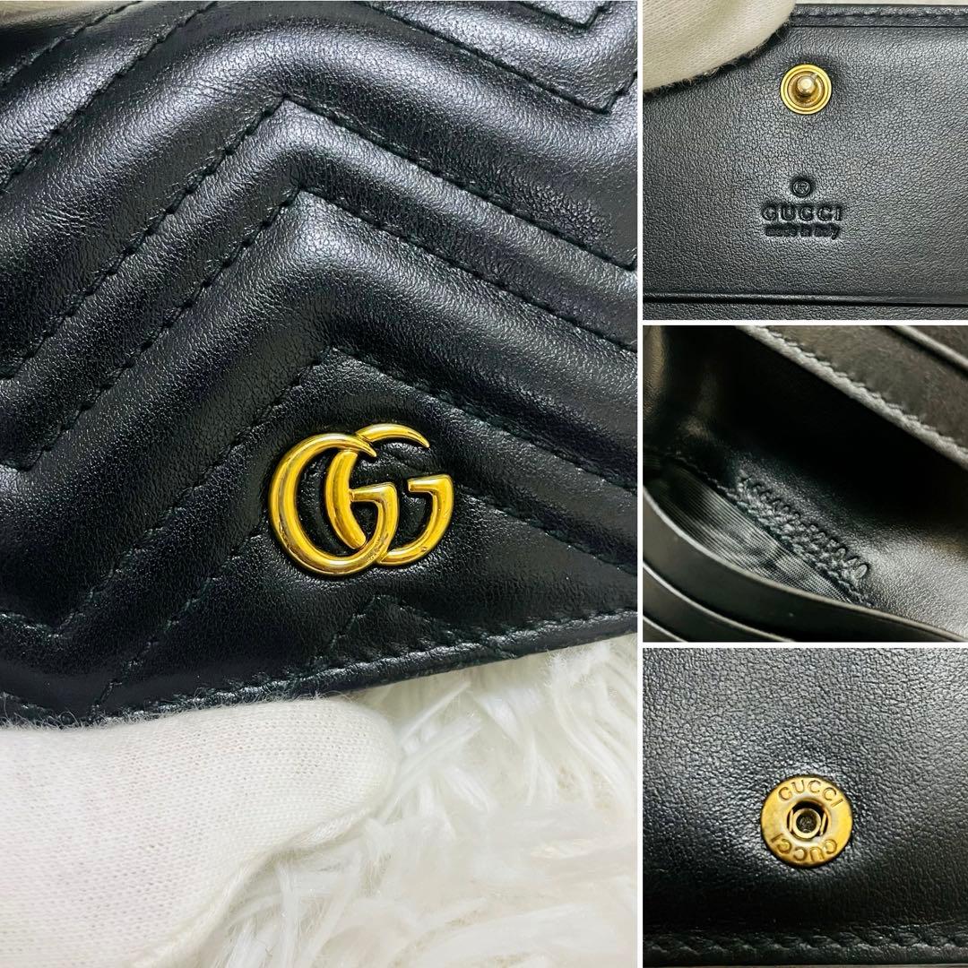 極美✨付属完備✨GUCCI 二つ折り財布 キルティング マーモントGG レザー