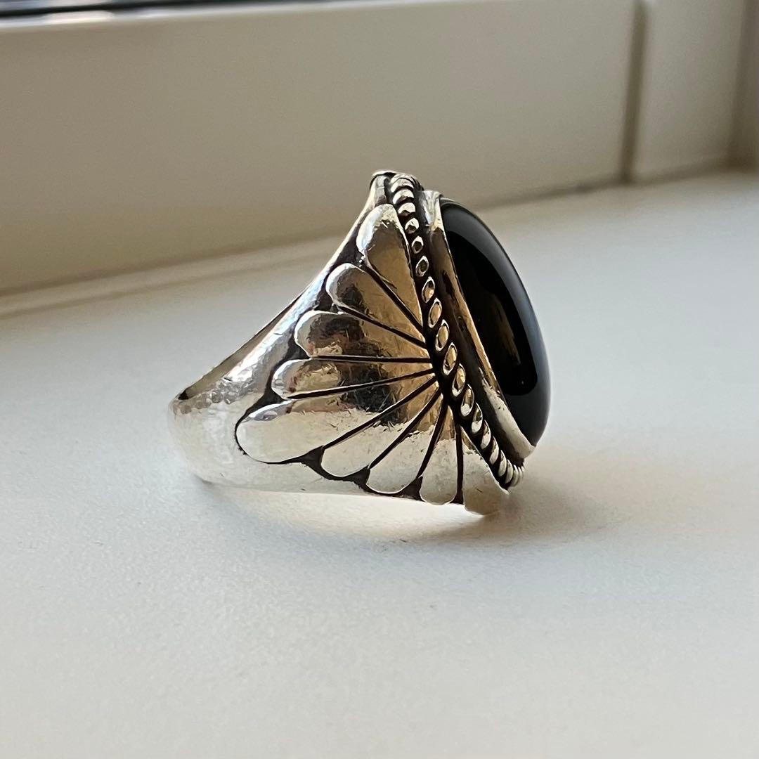 インディアンジュエリー スターリングシルバー オニキス ヴィンテージリング