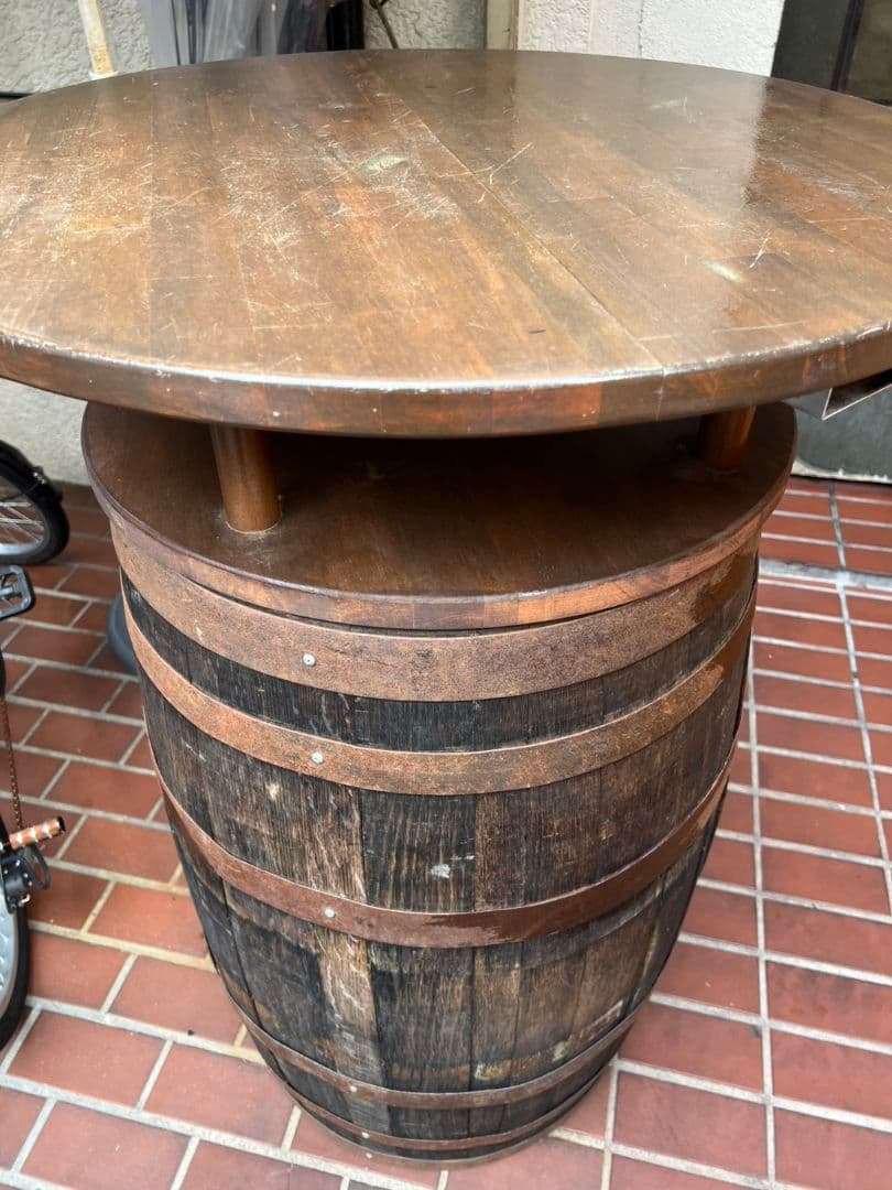 【miya】木製 ワイン樽テーブル 高さ110cm