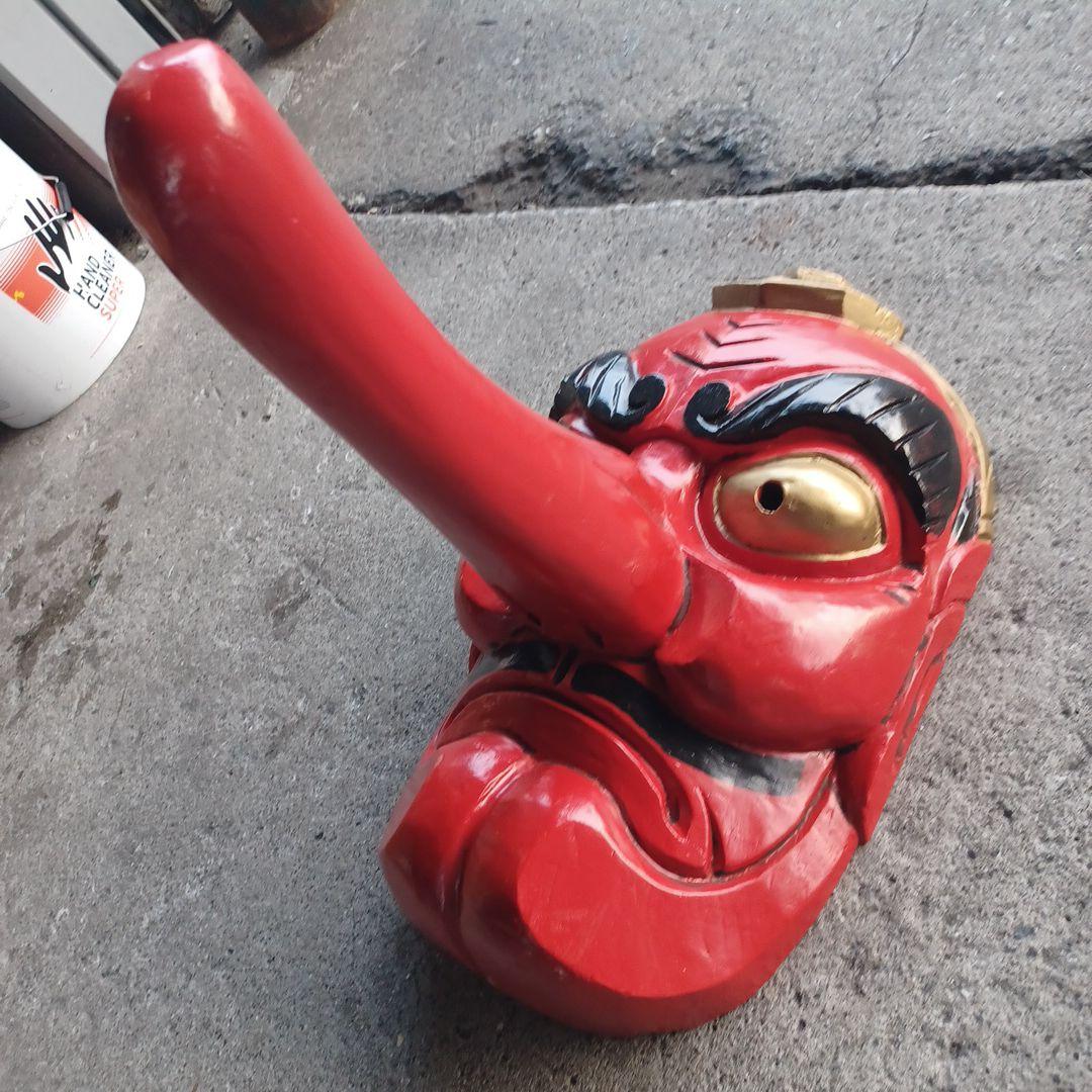 天狗　木彫り　お面　縦45センチ横28センチ　古民家　喫茶店　オブジェ