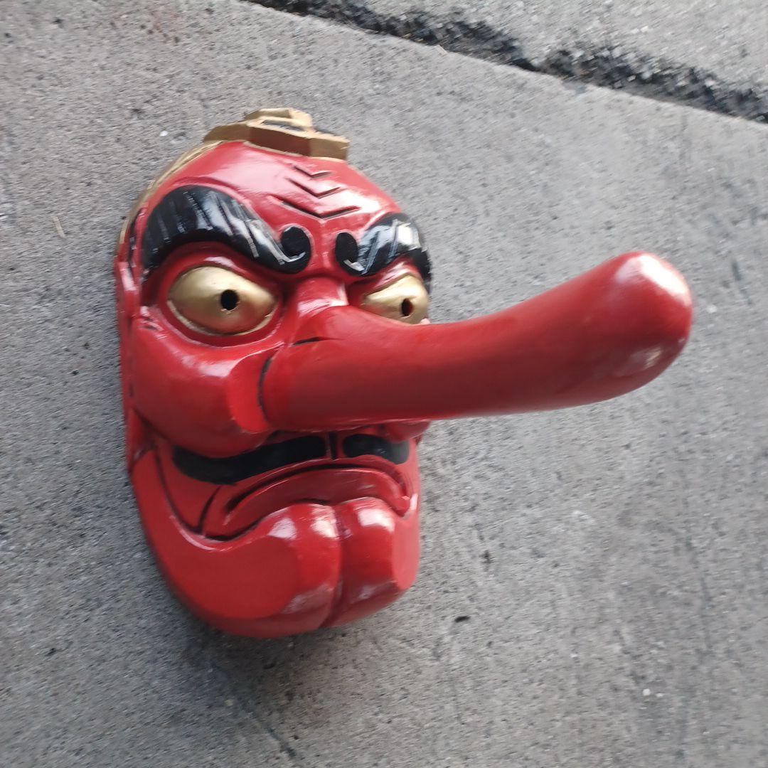 天狗　木彫り　お面　縦45センチ横28センチ　古民家　喫茶店　オブジェ