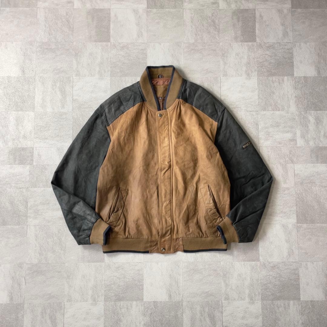 ジャケット・アウター Leather bomber jacket black brown 2X