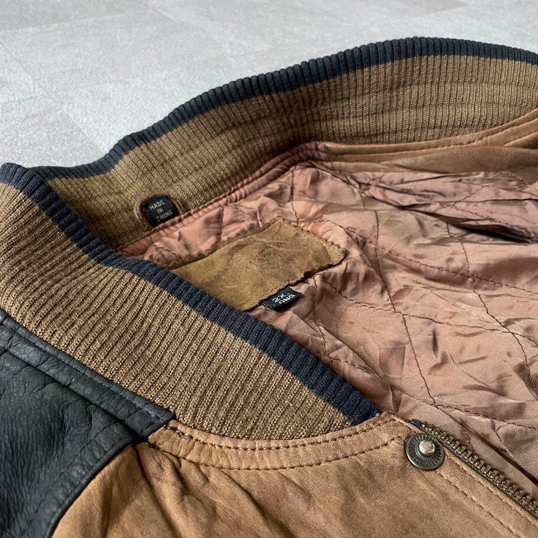 ジャケット・アウター Leather bomber jacket black brown 2X