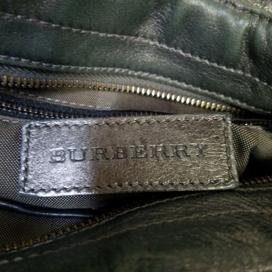 【美品】BURBERRY ワンショルダーバッグ レザー メタリックグレー 肩掛け