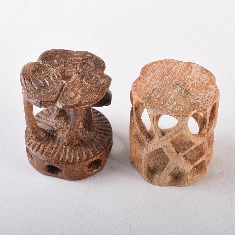 知似久仏手柑彫　香枕　木彫　蓋置　共箱　三点まとめて　V　R8625