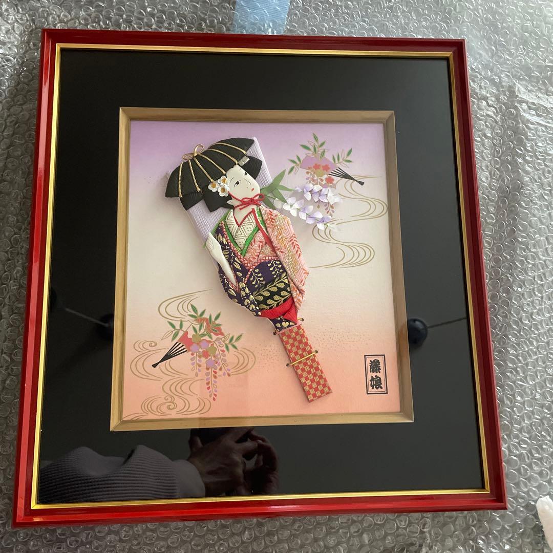 藤娘　羽子板　額縁