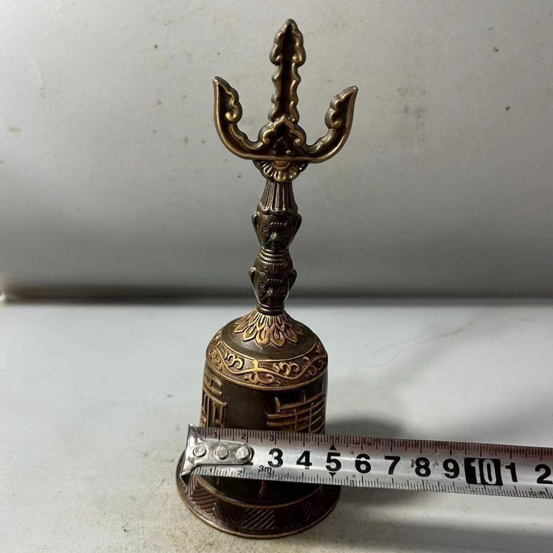 浮彫天蓬帝鐘天蓬鐘鈴 道家用品 三清鈴 三叉金剛鈴 仏具 置物