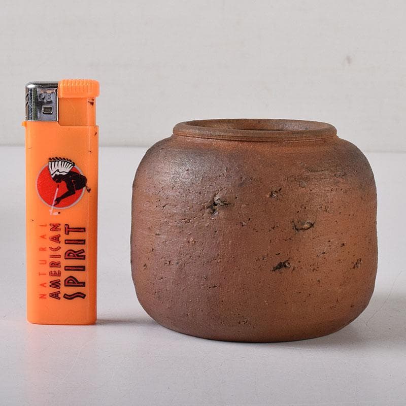 備前焼　古備前　おはぐろ壺　広口茶入　江戸中期　時代箱　C　7617