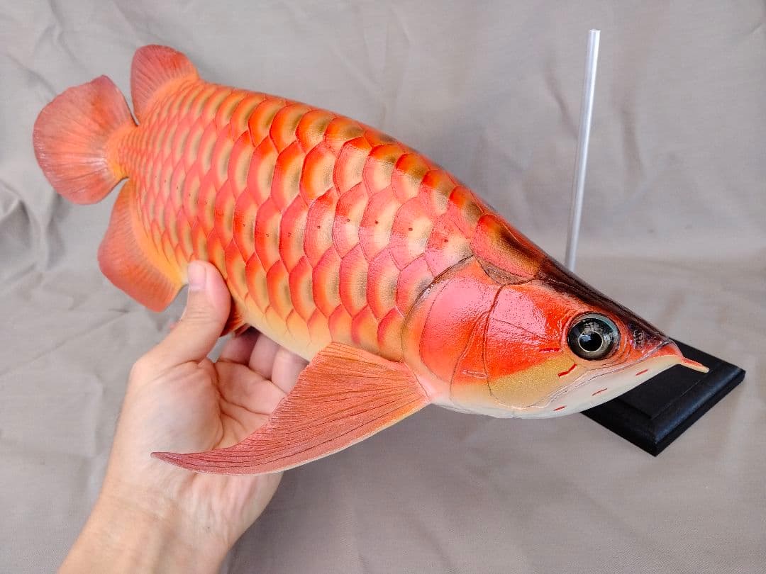 新作ハンドメイド　41cmアロワナ　フィギュア　レプリカ　熱帯魚　紅龍　レッド