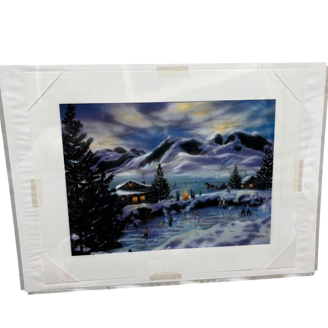 S.Bloom　蛍光灯内蔵　アート ブラックライト　オーロラ 雪景色 幻想的