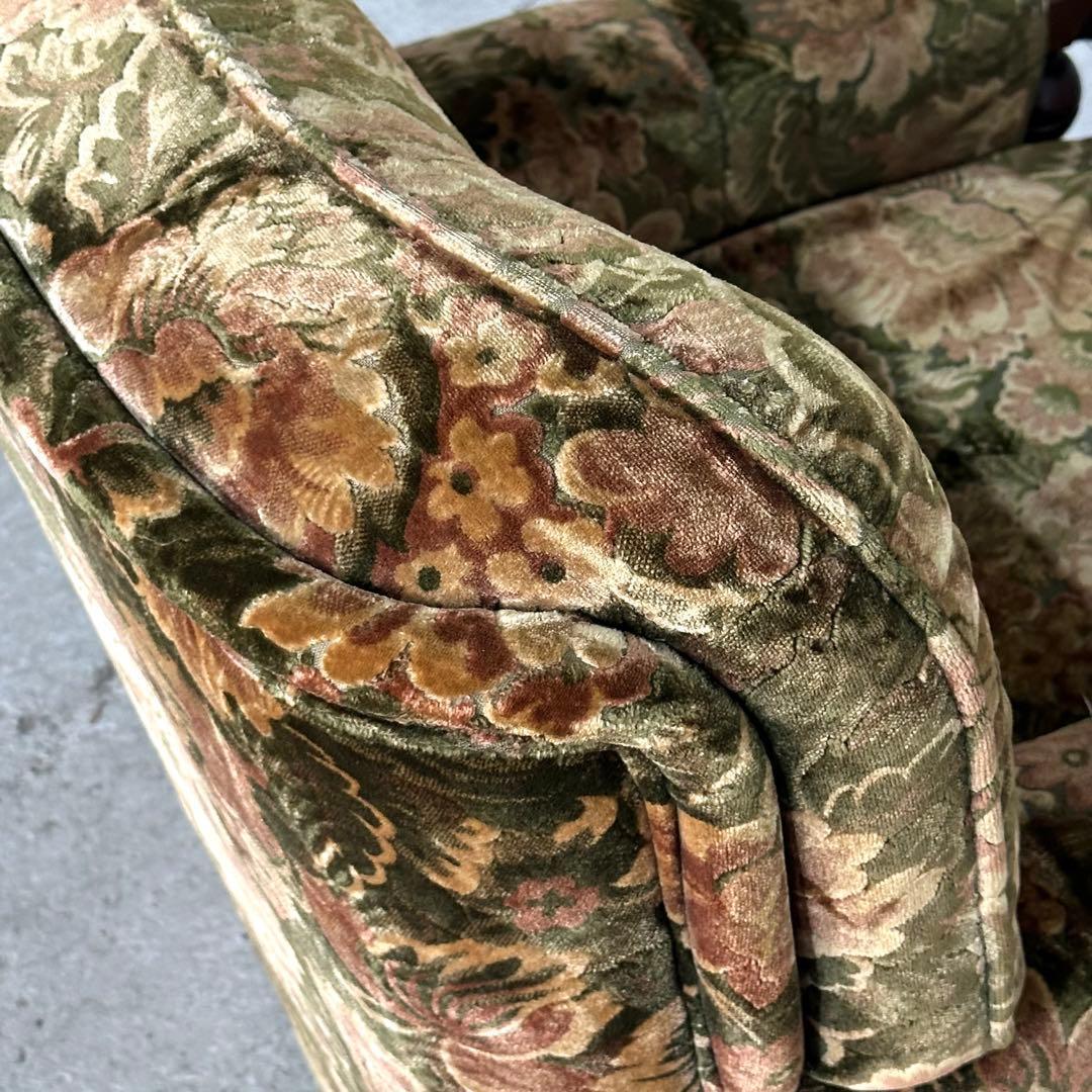 ✿70s✿ karimoku 昭和レトロ　応接ソファー　ベロア　金華山　その①