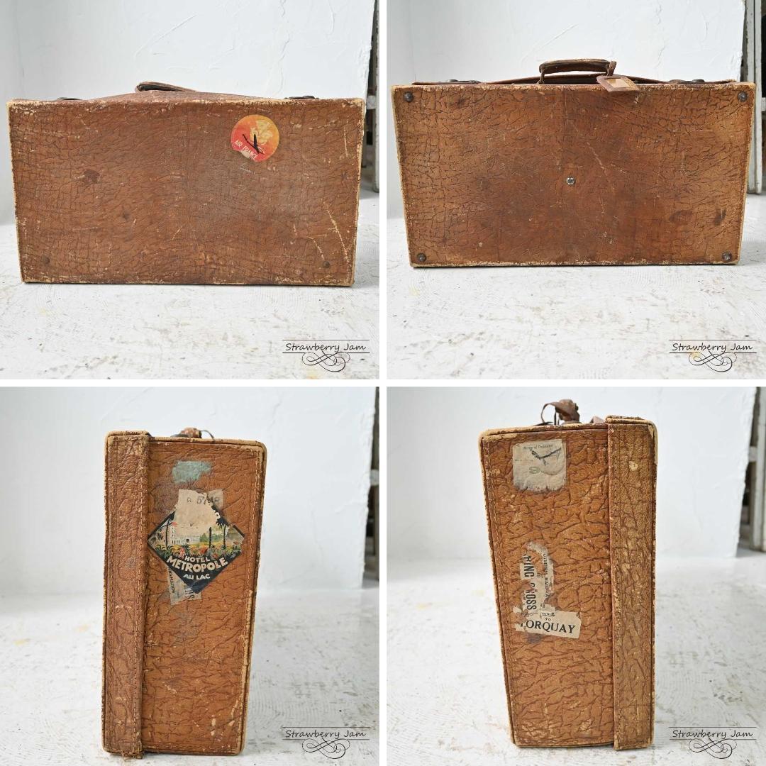 L3612-99-9 英国アンティーク トランク レザー 収納 かばん イギリス