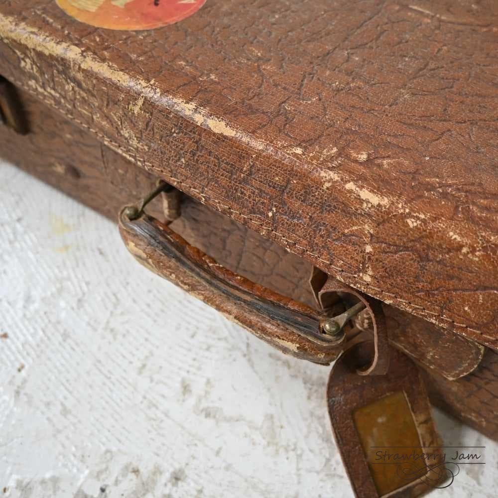 L3612-99-9 英国アンティーク トランク レザー 収納 かばん イギリス