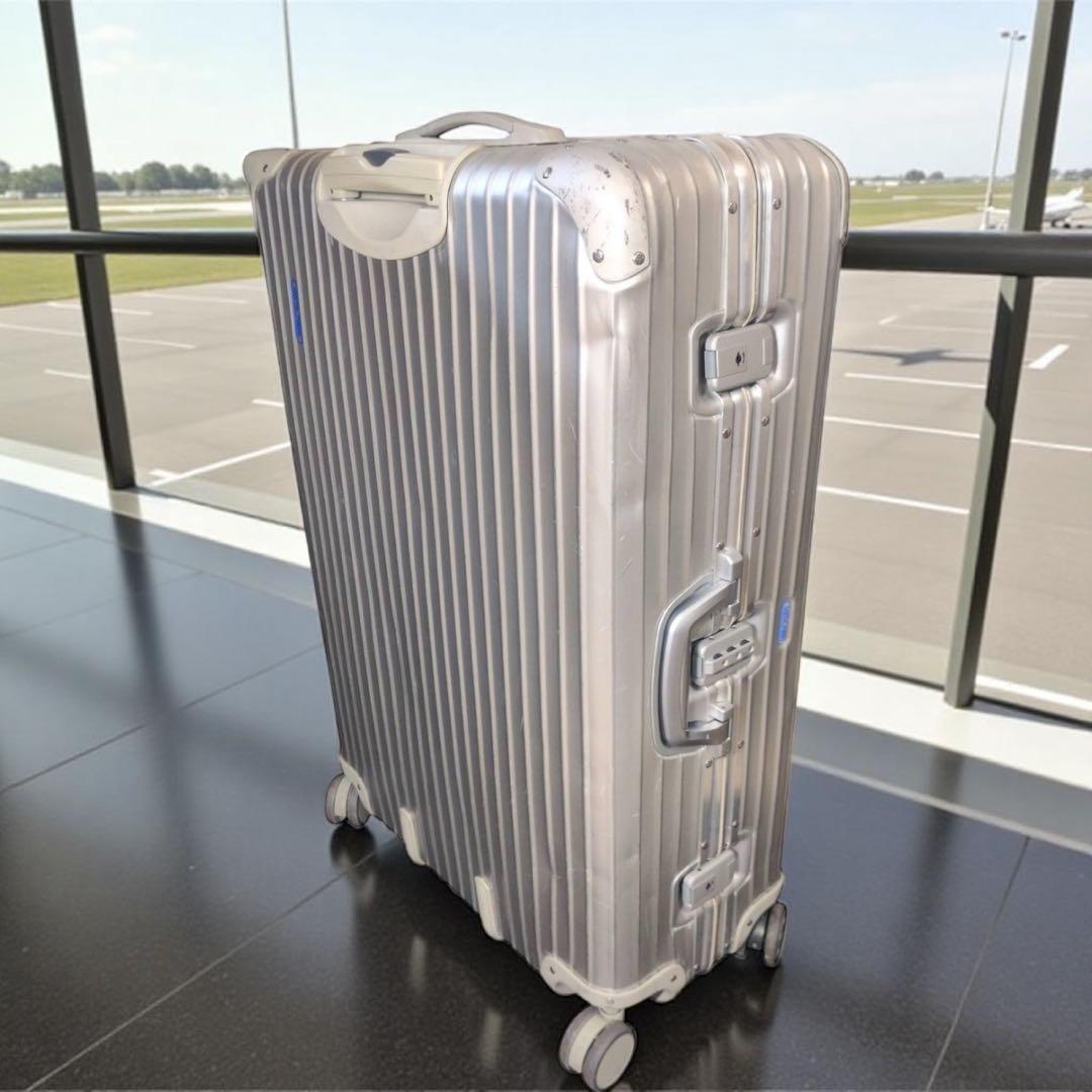 大型 RIMOWA リモワ トパーズ アルミ キャリーケース 旅行 4輪 青ロゴ