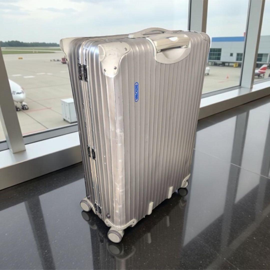 大型 RIMOWA リモワ トパーズ アルミ キャリーケース 旅行 4輪 青ロゴ