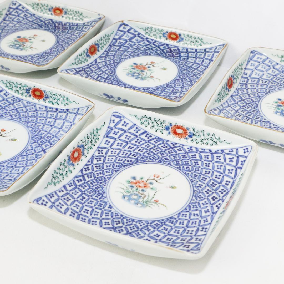 大明成化年製　角皿　5客　古伊万里　明治期