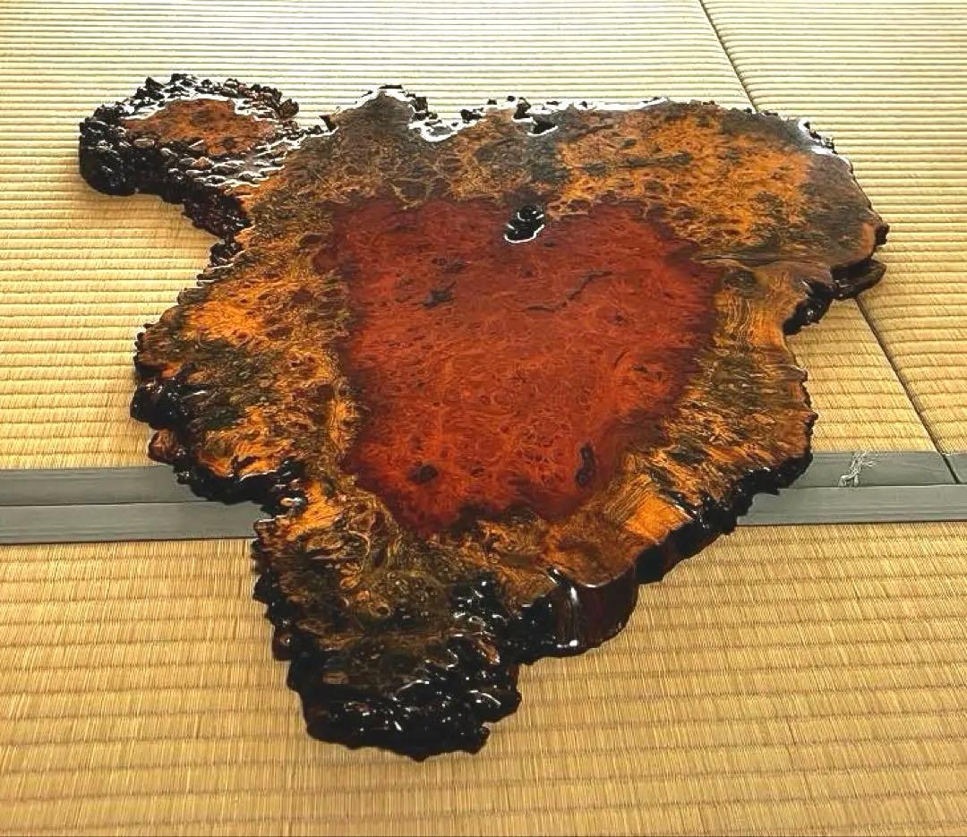 天然時代木 花梨 美玉杢 瘤 花台 香台 盆栽台 77㎝ 約5㎏