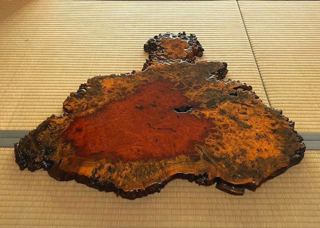 天然時代木 花梨 美玉杢 瘤 花台 香台 盆栽台 77㎝ 約5㎏