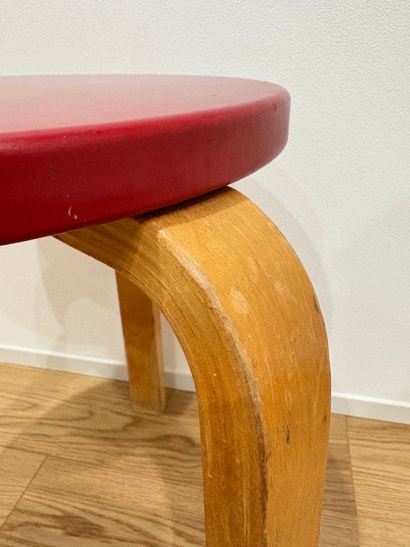 Artek aalto stool 60 50s ビニールレザー レッド